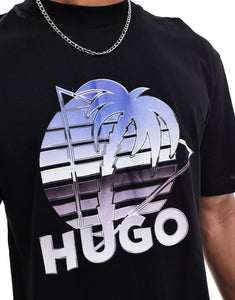 HUGO Blue nereo t-shirt black palm tree