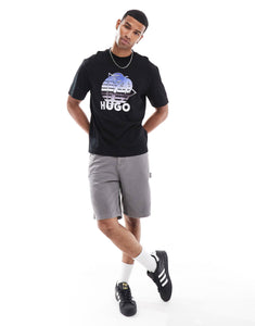 HUGO Blue nereo t-shirt black palm tree