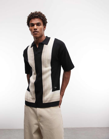 Pegador tellero pique knit polo shirt black multi