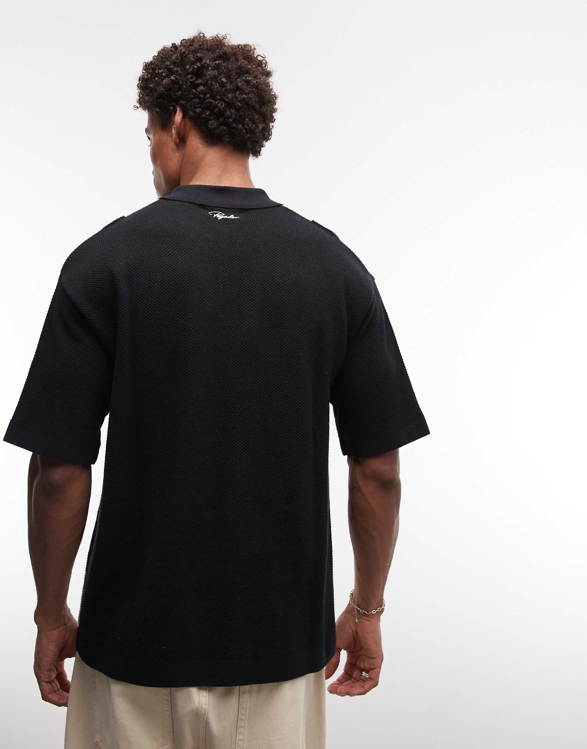 Pegador tellero pique knit polo shirt black multi