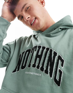 Good For Nothing applique varsity hoodie green