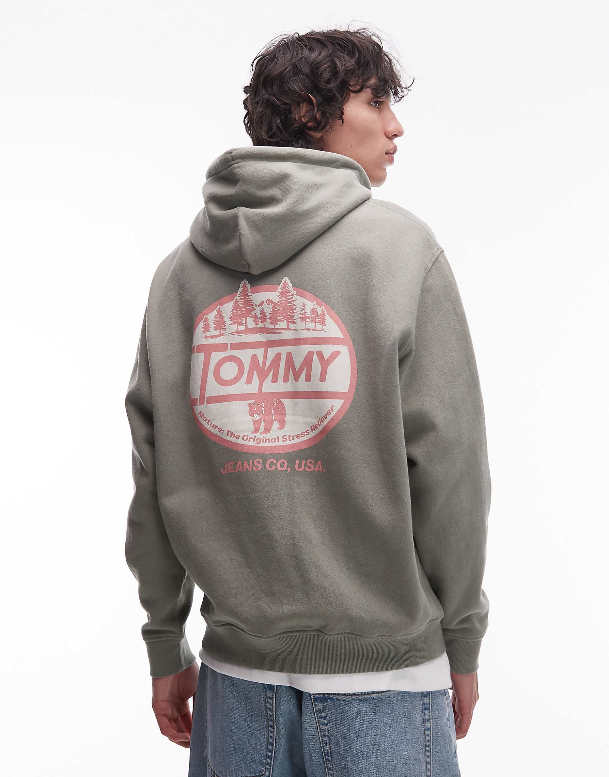 Tommy Jeans circle back graphic hoodie sage green
