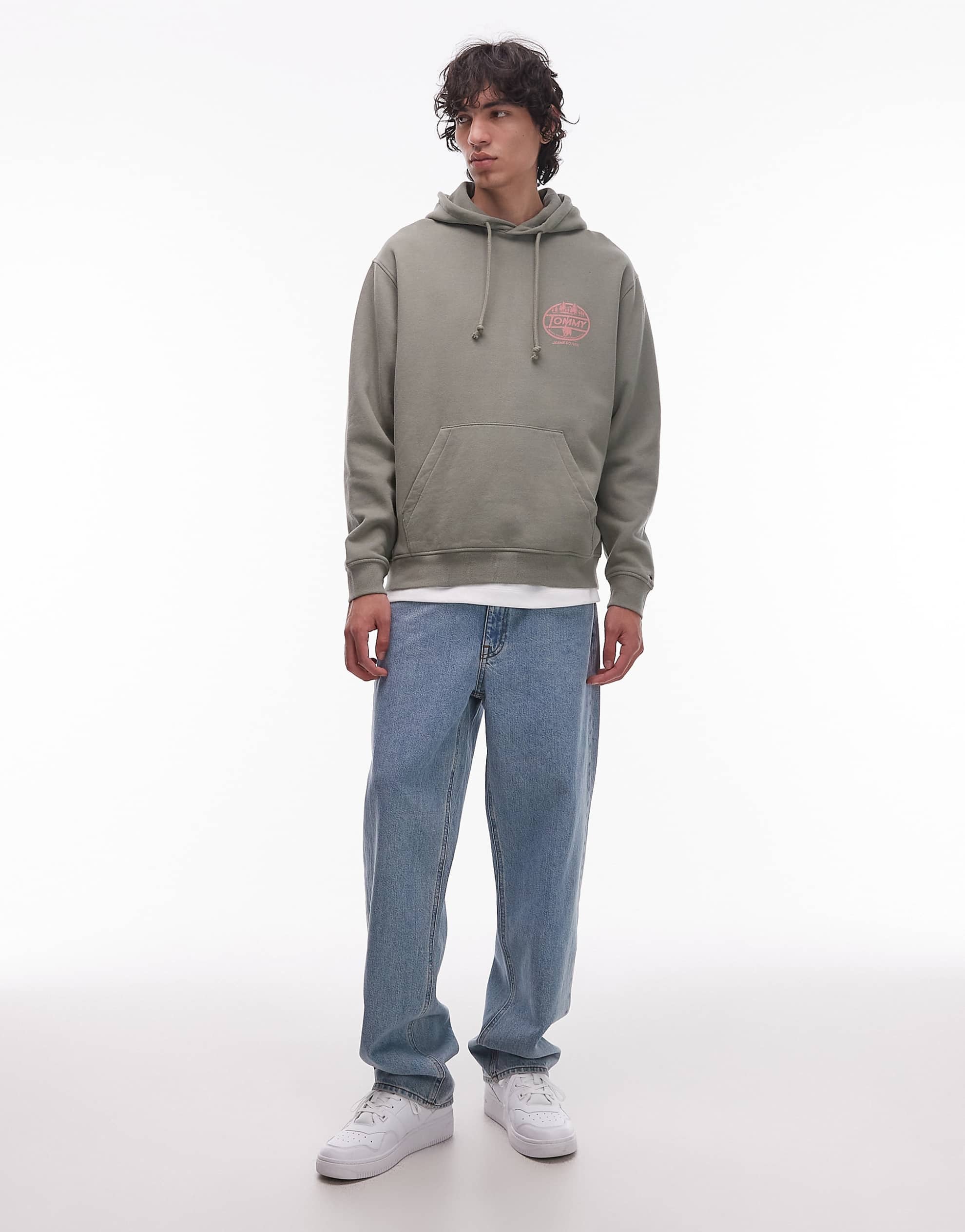 Tommy Jeans circle back graphic hoodie sage green