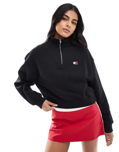 Tommy Jeans crop badge 1/4 zip black