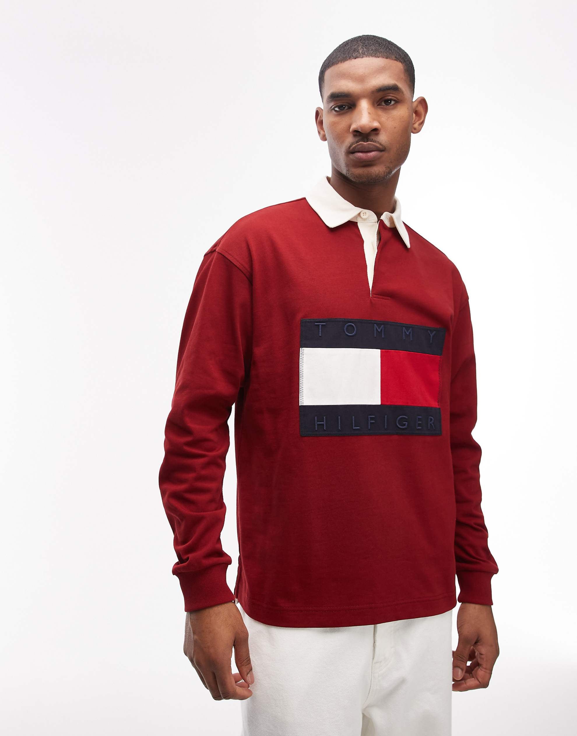 Tommy Hilfiger flag rugby shirt red