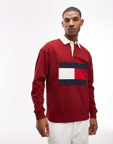 Tommy Hilfiger flag rugby shirt red