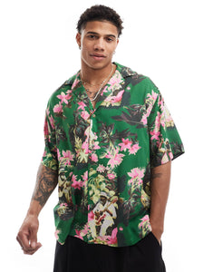 DESIGN oversized revere shirt hawaiian