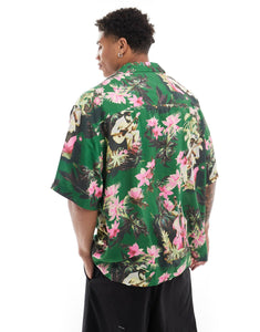 DESIGN oversized revere shirt hawaiian