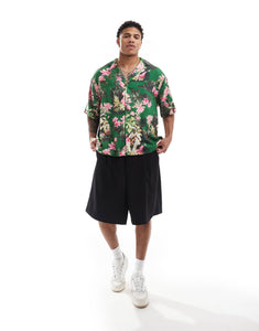 DESIGN oversized revere shirt hawaiian