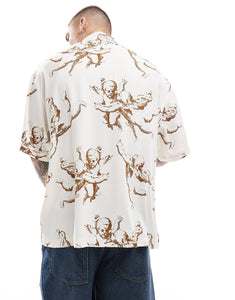 DESIGN oversized shirt cherub neutral