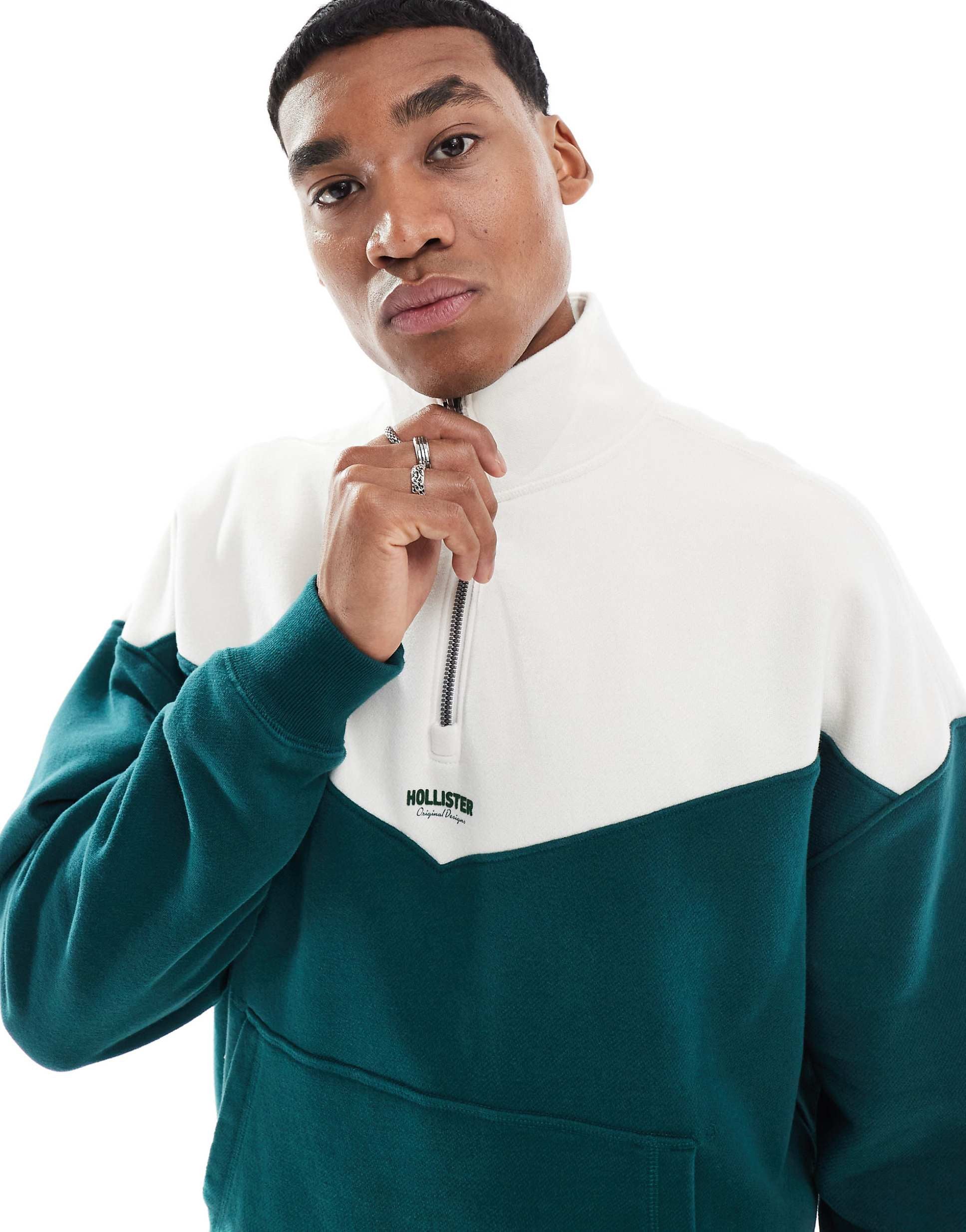 Hollister boxy sweat top green multi