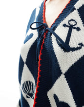 Load image into Gallery viewer, Miss Selfridge nautical jacquard cardigan navy