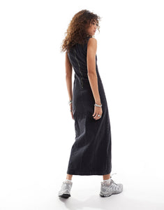 COLLUSION denim maxi dess washed black