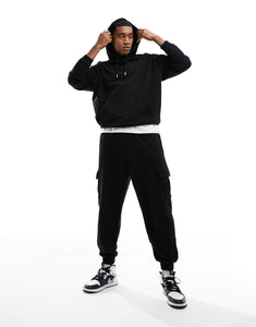 DESIGN tracksuit oversized hoodie joggers black