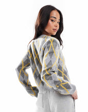 Load image into Gallery viewer, Miss Selfridge crew neck argyle cardigan