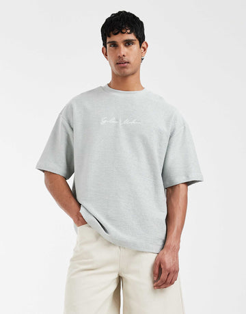 DESIGN super heavyweight oversized t-shirt sign off grey