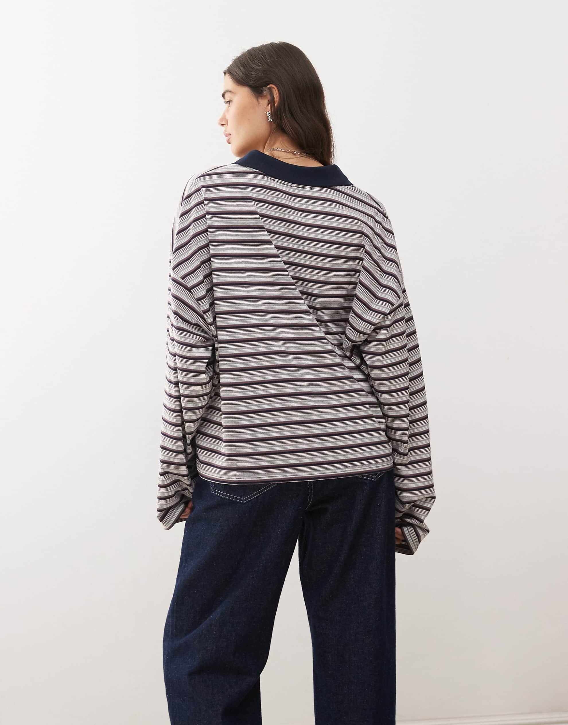 Lioness Rebels wide sleeve oversized jersey top multi stripe