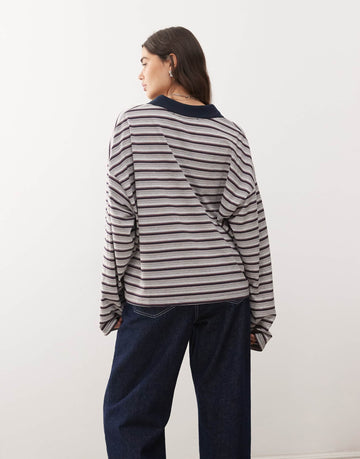 Lioness Rebels wide sleeve oversized jersey top multi stripe