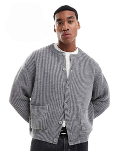 DESIGN oversized boxy knitted grey marl