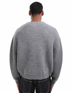 DESIGN oversized boxy knitted grey marl