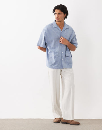 DESIGN oversized revere stripe shirt blue