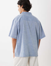 Load image into Gallery viewer, DESIGN oversized revere stripe shirt blue