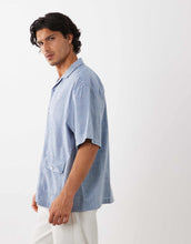 Load image into Gallery viewer, DESIGN oversized revere stripe shirt blue