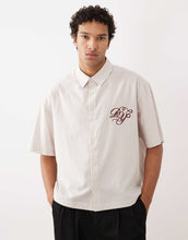 Load image into Gallery viewer, DESIGN boxy oversized stripe shirt chest embroidery off white