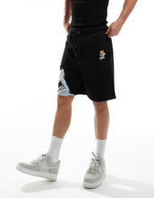 Load image into Gallery viewer, HUGO Red diflowos jersey shorts black floral stencil print
