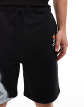 Load image into Gallery viewer, HUGO Red diflowos jersey shorts black floral stencil print