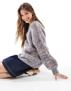 DESIGN knitted loose jumper blue twist yarn