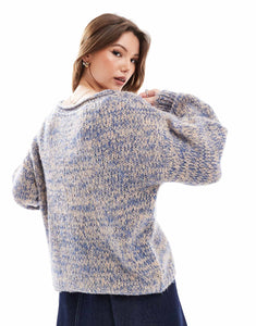 DESIGN knitted loose jumper blue twist yarn