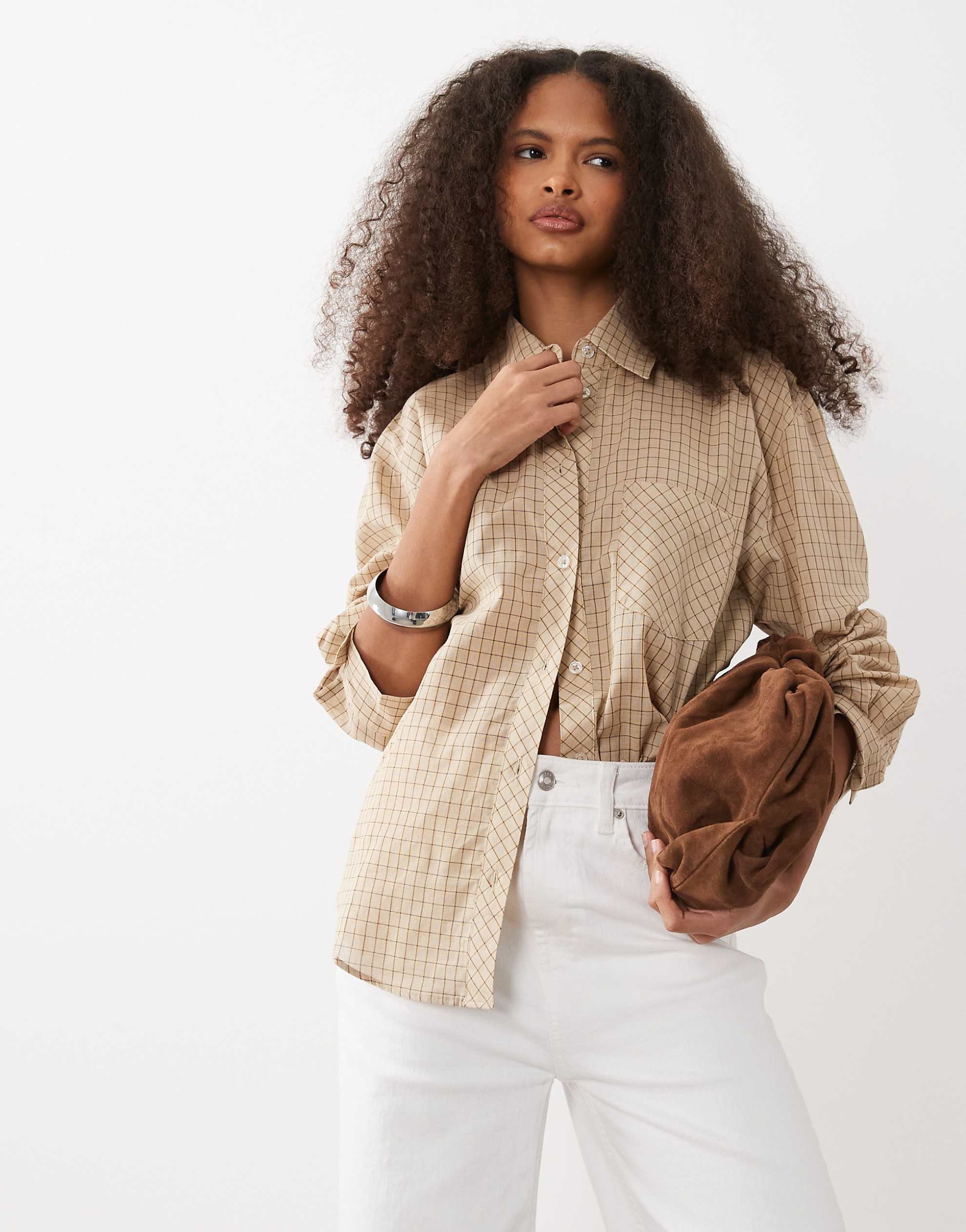 Mango classic shirt brown check