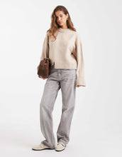 Load image into Gallery viewer, DESIGN crew neck jumper seam front detail stepped hem rye