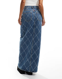 HUGO Red denim maxi skirt mid wash