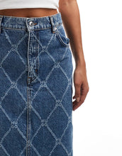 Load image into Gallery viewer, HUGO Red denim maxi skirt mid wash