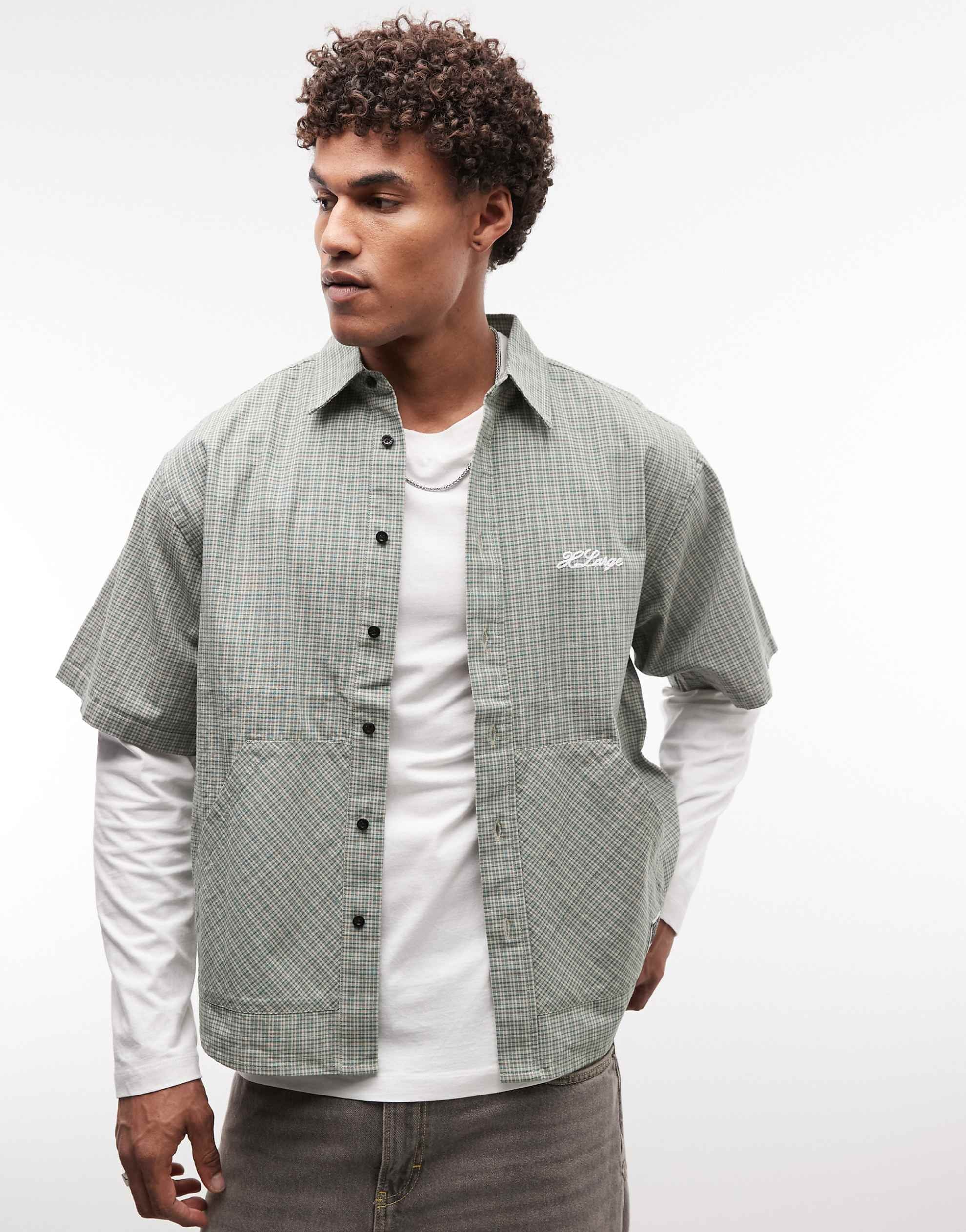 XLARGE short sleeve shirt kangaroo pockets green