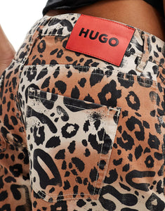 HUGO Red wide leg trousers leopard