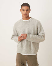 Load image into Gallery viewer, DESIGN super oversized boxy fit knitted fisherman rib jumper grey marl