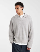 Load image into Gallery viewer, DESIGN super oversized boxy fit knitted fisherman rib notch neck jumper light grey
