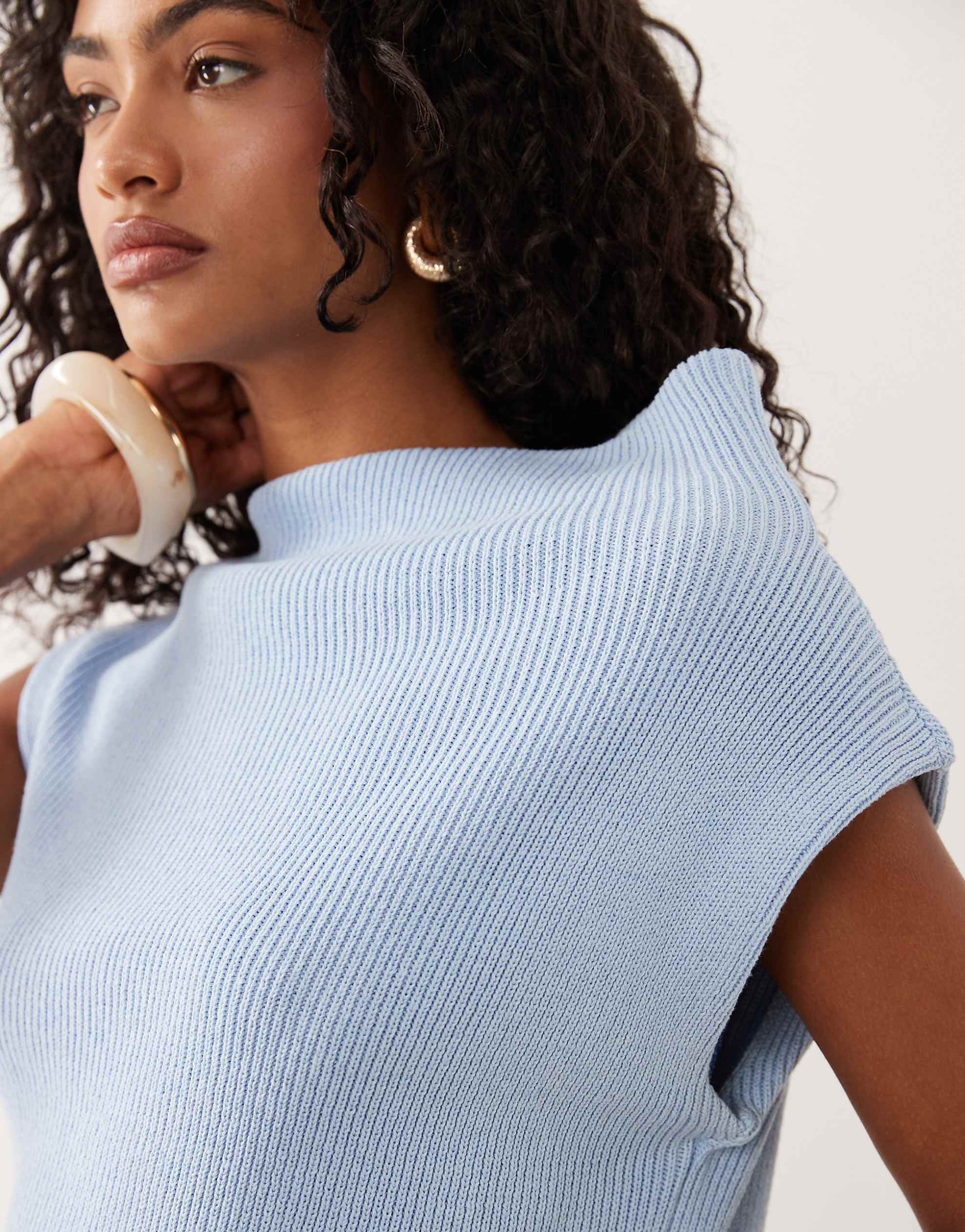 DESIGN sleeveless asymmetric top blue