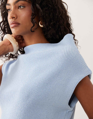 DESIGN sleeveless asymmetric top blue
