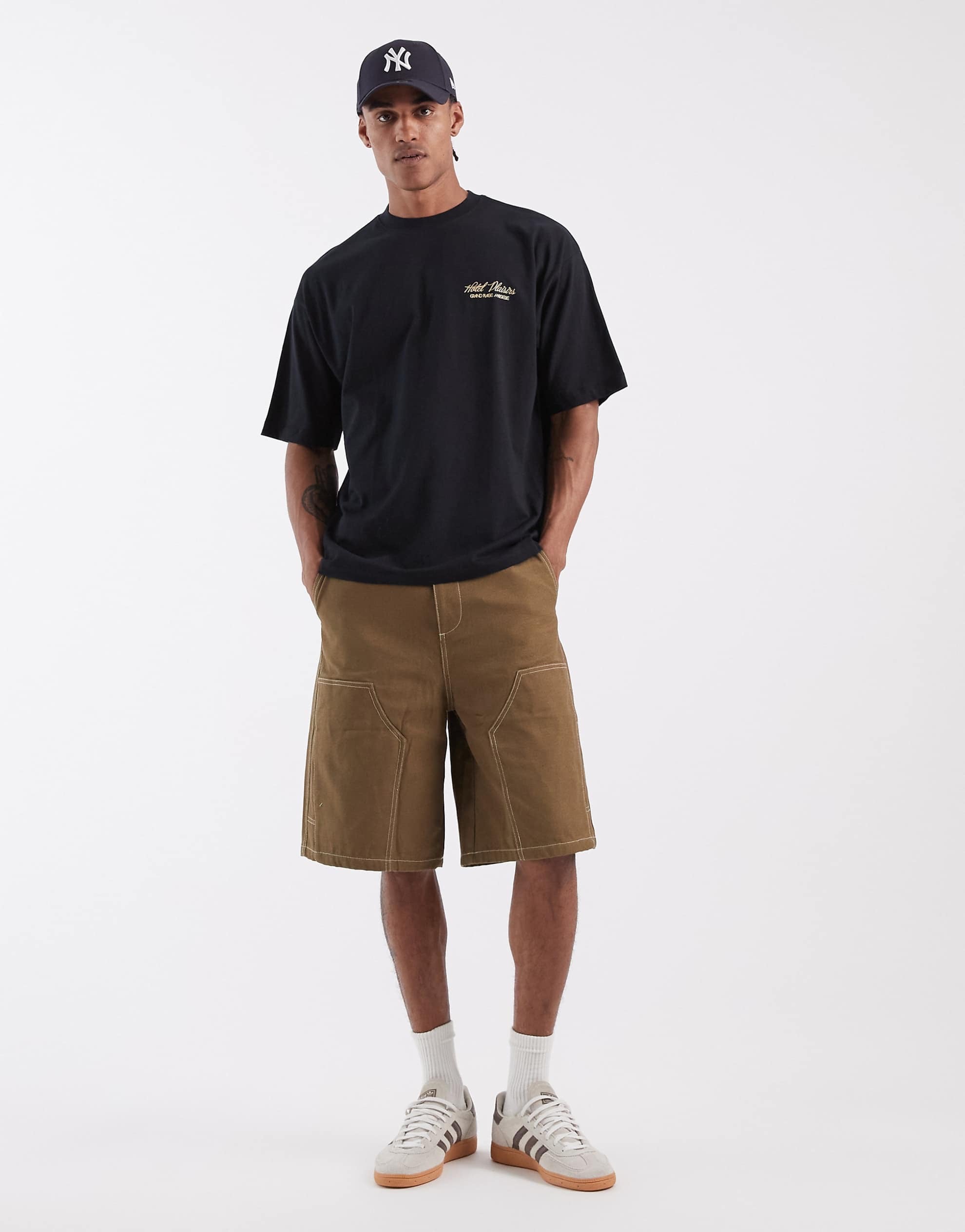 DESIGN oversized t-shirt beach graphic black