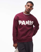 Load image into Gallery viewer, Topman oversized fit sweatshirt Paris burgundy