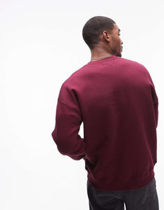 Topman oversized fit sweatshirt Paris burgundy