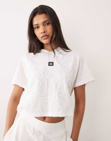 Hugo Red loungewear top hood co-ord white