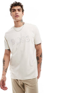 BOSS GREEN tee jagged t-shirt beige applique