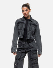 Load image into Gallery viewer, Good For Nothing co-ord jeans &amp; denim jacket black acid wash