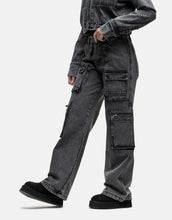 Load image into Gallery viewer, Good For Nothing co-ord jeans &amp; denim jacket black acid wash