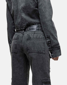 Good For Nothing co-ord jeans & denim jacket black acid wash